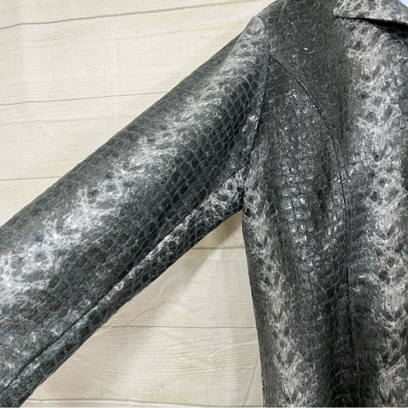 Selene Sport Gray Faux Reptile Zipper Lined Jacket - Picture 4 of 11